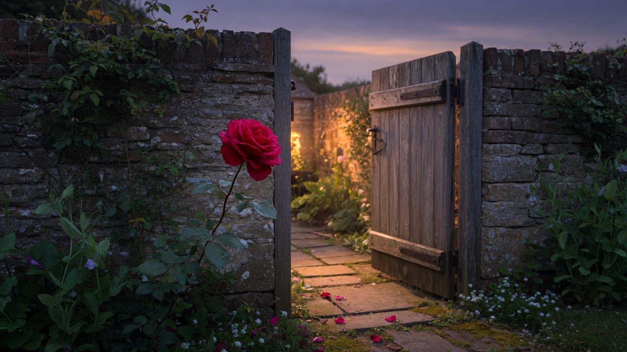 Evening garden gate