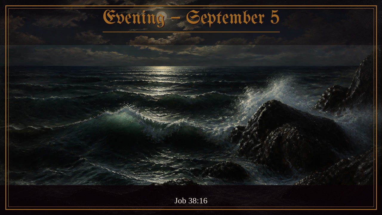 Dark ocean depths with a shaft of gold light, Evening September 5