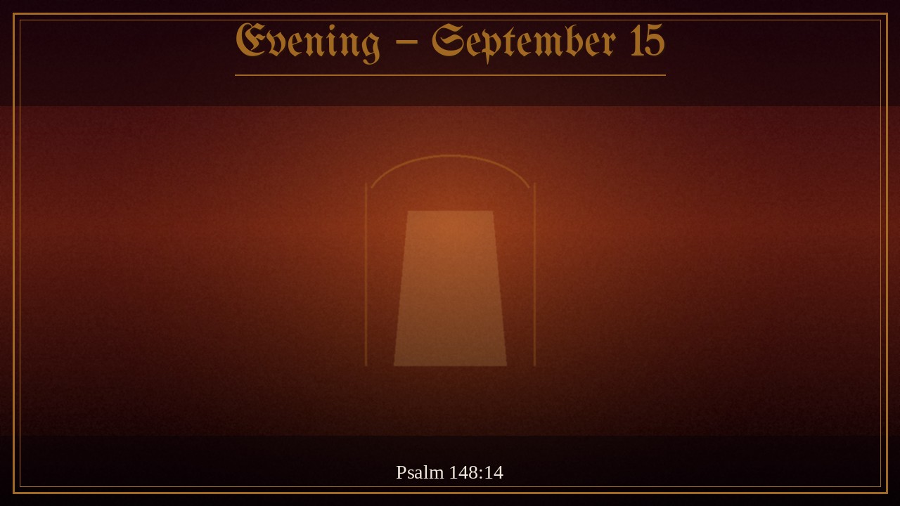 Torn veil and open holy place with gold nearness light, Evening September 15
