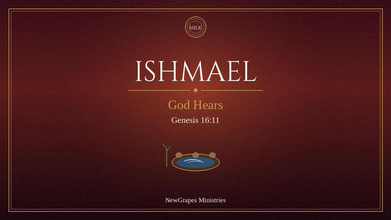 Ishmael God Hears title card — Milk featured image, Genesis 16:11